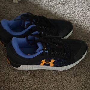 Under Armour Black and Blue Sneakers with Yellow Logo
